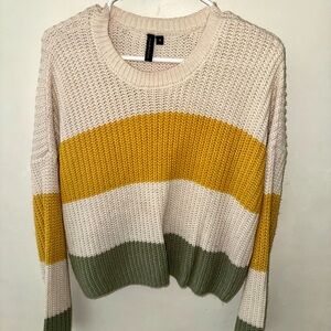 moon & madison Cream and Yellow Crew Neck Sweater